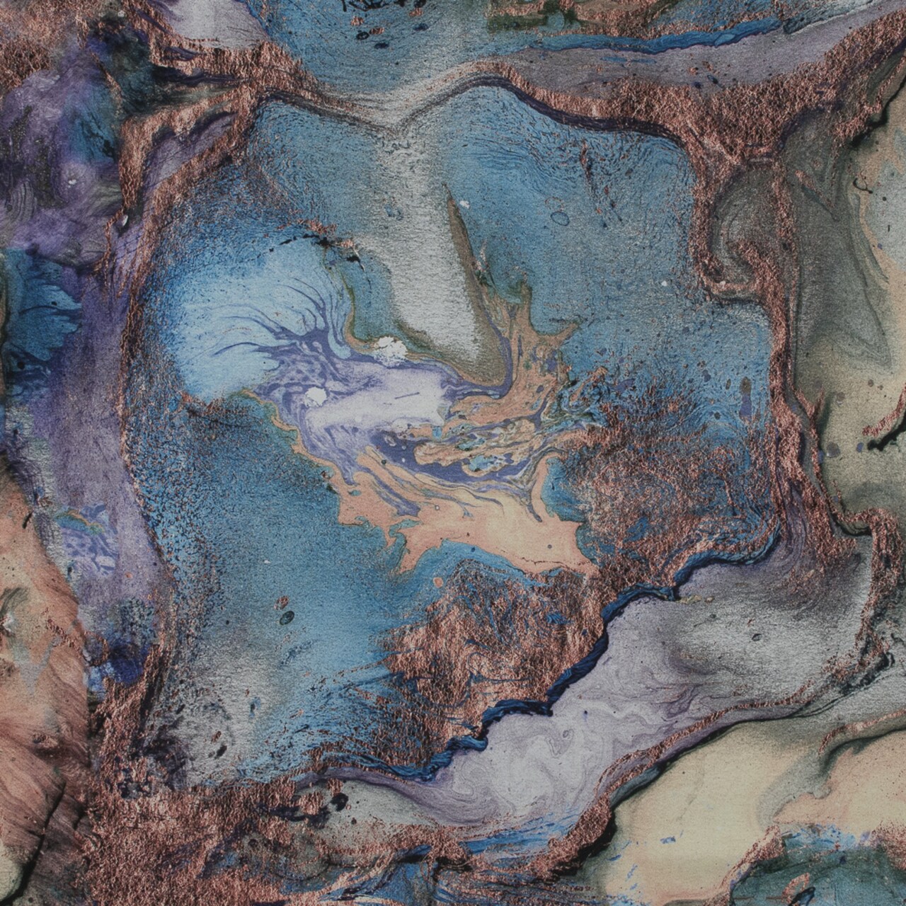 1 Yard Blue Abstract Balance of Peace Stretch Cotton Sateen Fabric